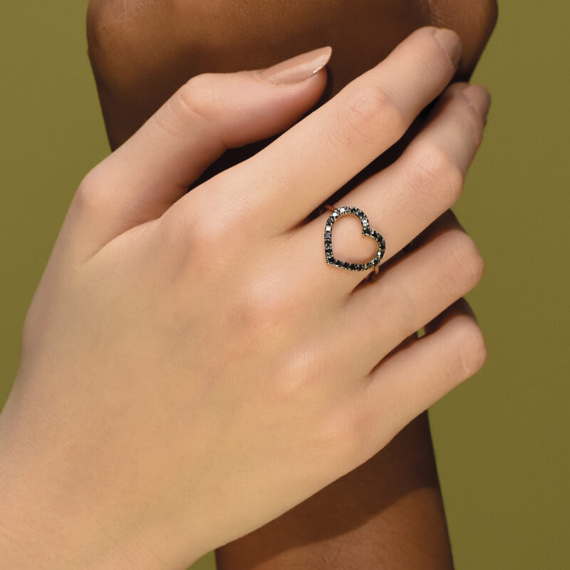 Marco Gerbella - Anello Cuore Diamanti Neri - immagine 2