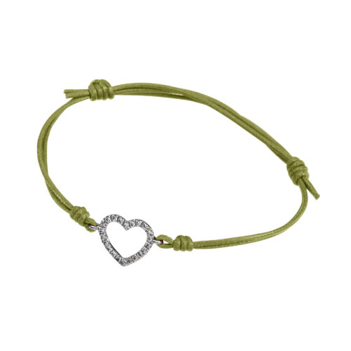 Marco Gerbella – Bracciale Cordino Cuore e Diamanti Bianchi