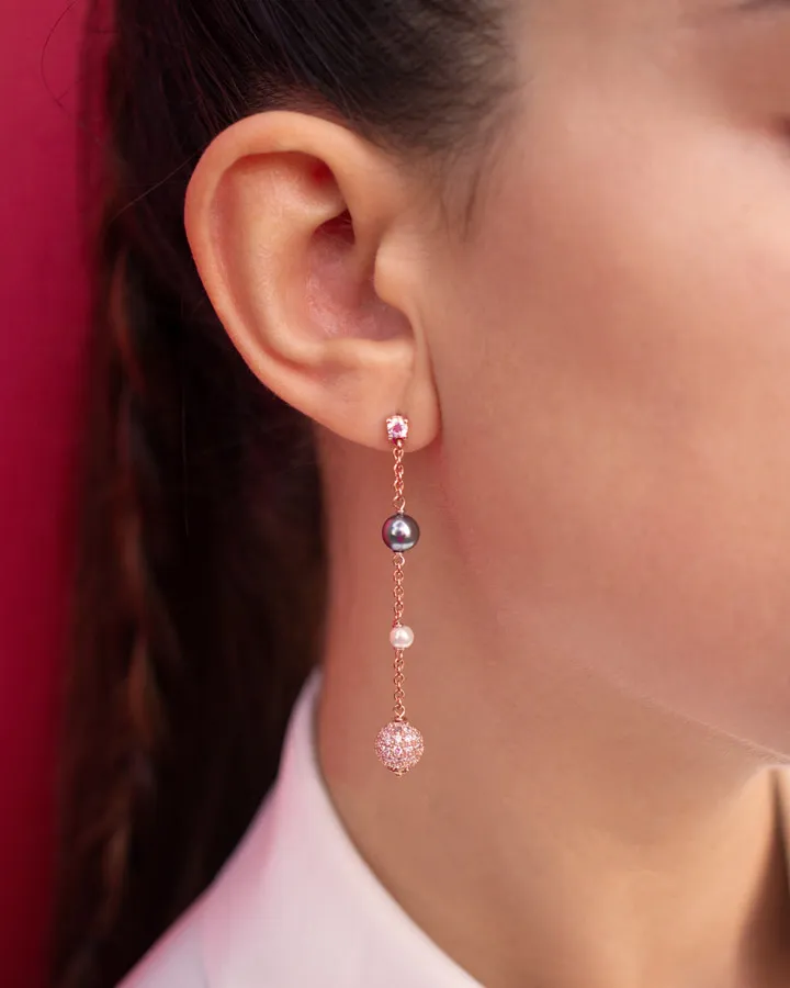 Alisei - Orecchino Perle Alternate con Boulle - immagine 2