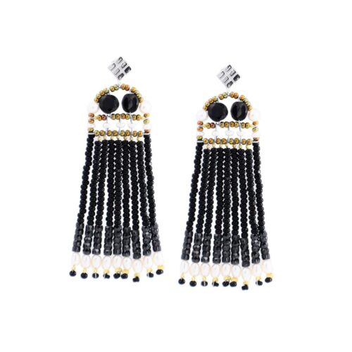 Ziio - Orecchini FENICE Frange Black Pearl